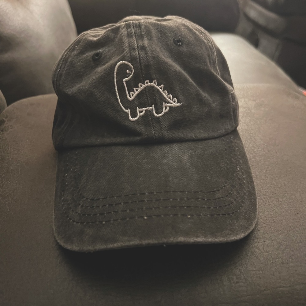 Dark grey dinosaur baseball hat